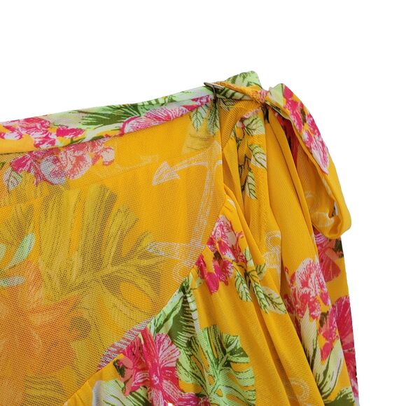 Harlow & Rose Wrap Skirt XL Tropical Floral Sheer Lined Beachy Gauzy Flowing - Picture 3 of 9